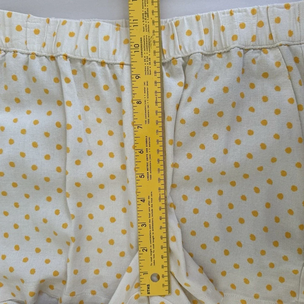 Vero Moda Linen Blend Shorts SMALL Cream Yellow Micro Polka Dot Pocket Pull On - Picture 7 of 9